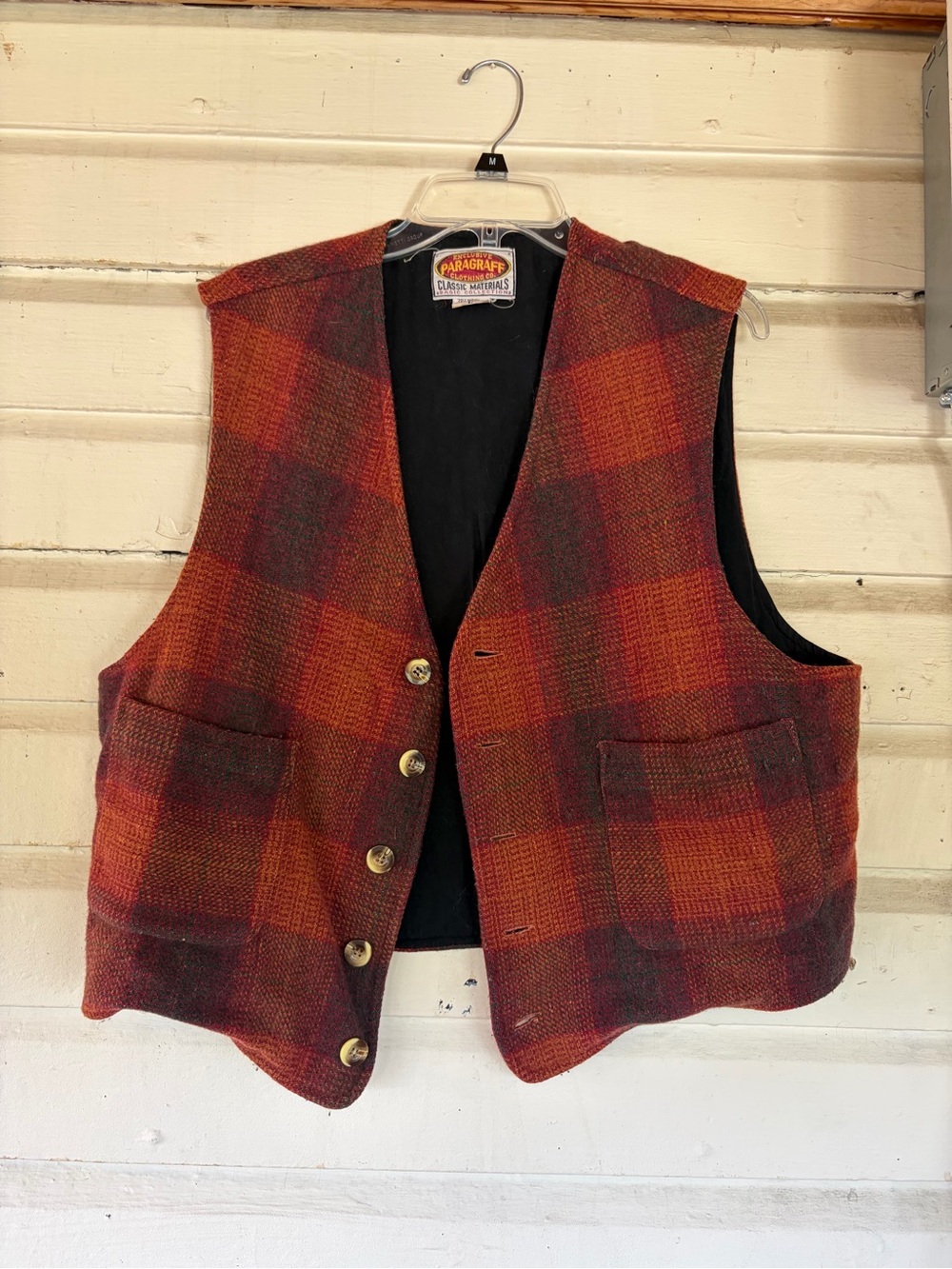 Paragraff Classic Materials Wool Blend Plaid Vest Regular Brown Red